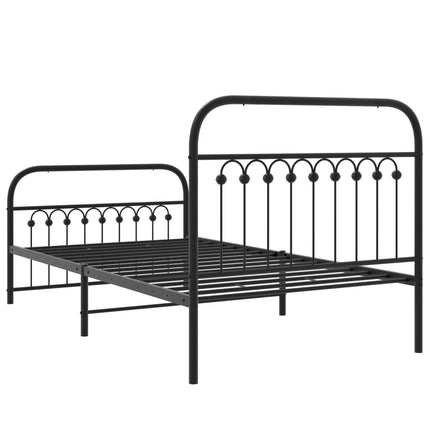 sengeramme med sengegavl og fodgærde 100x200 cm metal sort