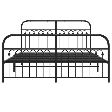 sengeramme med sengegavl og fodgærde 150x200 cm metal sort