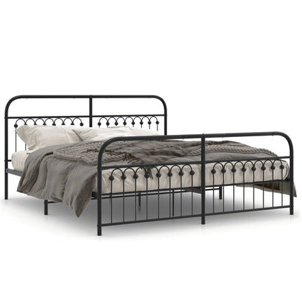 sengeramme med sengegavl og fodgærde 183x203 cm metal sort