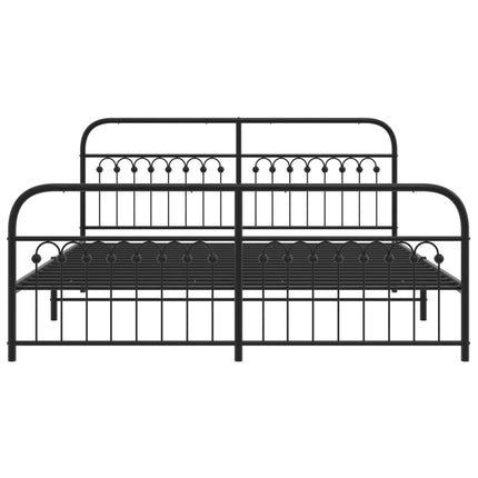 sengeramme med sengegavl og fodgærde 183x203 cm metal sort