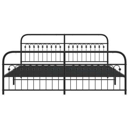 sengeramme med sengegavl og fodgærde 193x203 cm metal sort