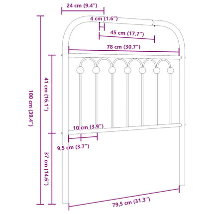 udskiftningsgavl 80 cm metal sort