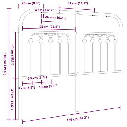udskiftningsgavl 120 cm metal sort