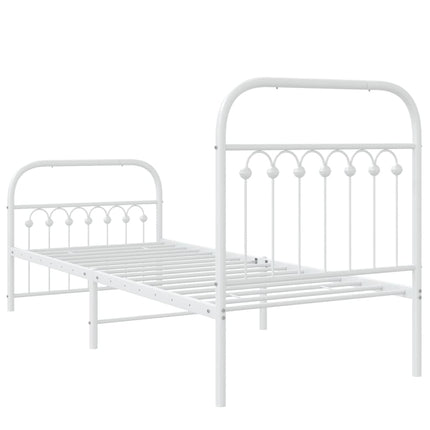 sengeramme med sengegavl og fodgærde 75x190 cm metal hvid