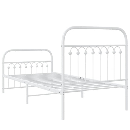 sengeramme med sengegavl og fodgærde 90x200 cm metal hvid
