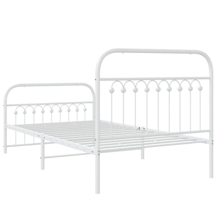 sengeramme med sengegavl og fodgærde 100x200 cm metal hvid