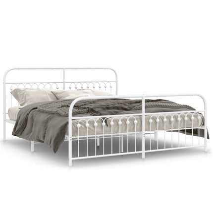 sengeramme med sengegavl og fodgærde 183x203 cm metal hvid