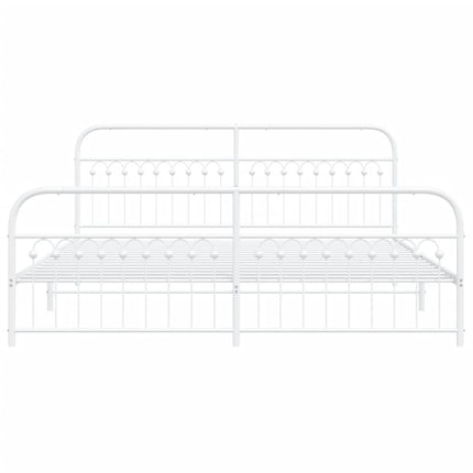 sengeramme med sengegavl og fodgærde 193x203 cm metal hvid