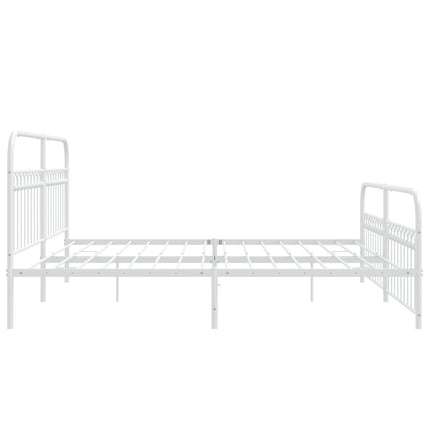 sengeramme med sengegavl og fodgærde 193x203 cm metal hvid