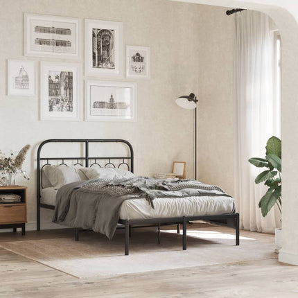 sengeramme med sengegavl 120x190 cm metal sort