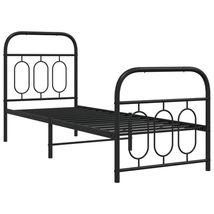 sengeramme med sengegavl og fodgærde 75x190 cm metal sort
