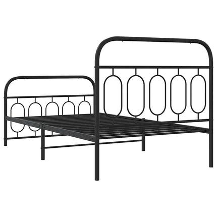 sengeramme med sengegavl og fodgærde 100x190 cm metal sort