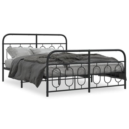 sengeramme med sengegavl og fodgærde 135x190 cm metal sort