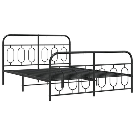 sengeramme med sengegavl og fodgærde 135x190 cm metal sort