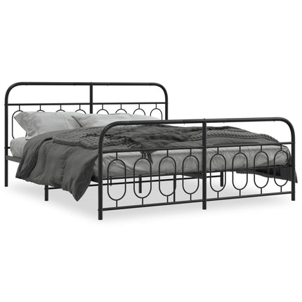 sengeramme med sengegavl og fodgærde 193x203 cm metal sort