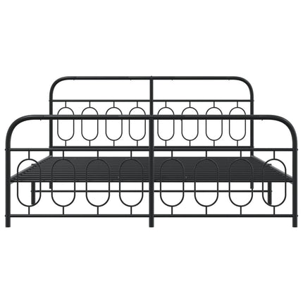 sengeramme med sengegavl og fodgærde 193x203 cm metal sort