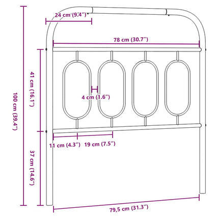 udskiftningsgavl 80 cm metal sort