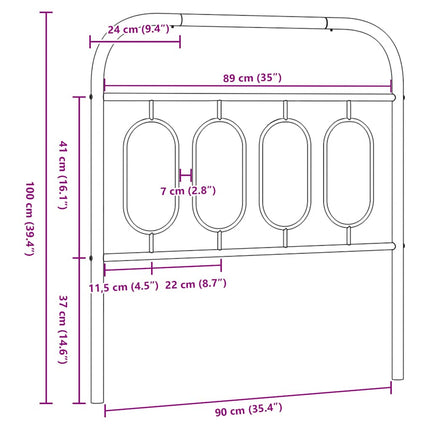 udskiftningsgavl 90 cm metal sort