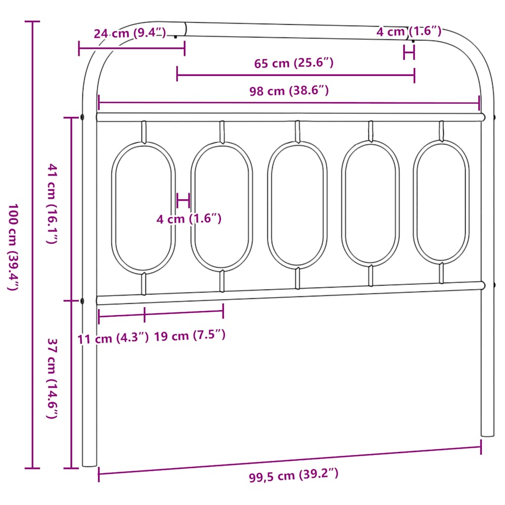 udskiftningsgavl 100 cm metal sort