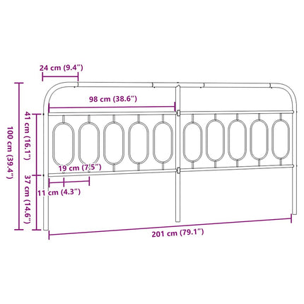 udskiftningsgavl 200 cm metal sort