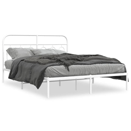 sengeramme med sengegavl 140x200 cm metal hvid