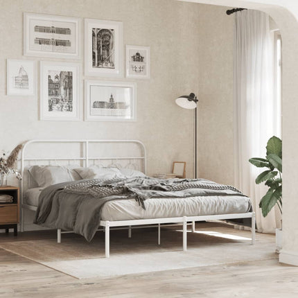 sengeramme med sengegavl 150x200 cm metal hvid