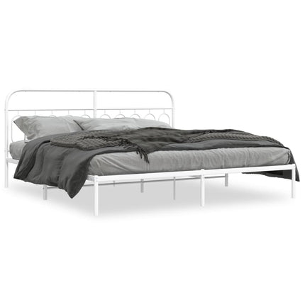 sengeramme med sengegavl 200x200 cm metal hvid