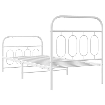 sengeramme med sengegavl og fodgærde 80x200 cm metal hvid