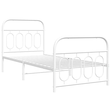sengeramme med sengegavl og fodgærde 90x200 cm metal hvid
