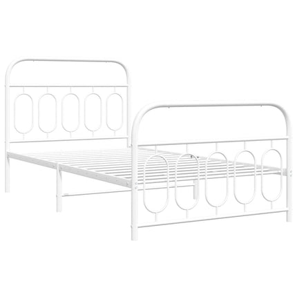 sengeramme med sengegavl og fodgærde 100x200 cm metal hvid