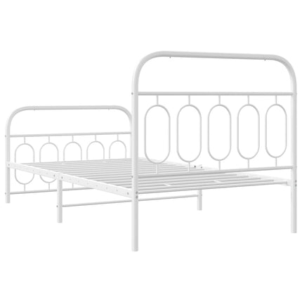 sengeramme med sengegavl og fodgærde 100x200 cm metal hvid