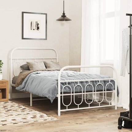 sengeramme med sengegavl og fodgærde 100x200 cm metal hvid