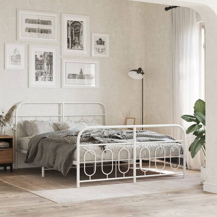 sengeramme med sengegavl og fodgærde 140x190 cm metal hvid