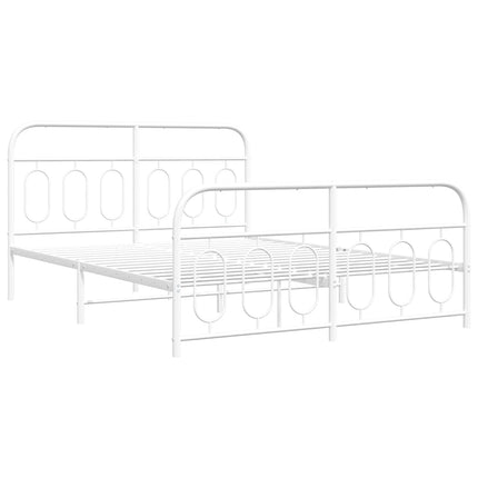 sengeramme med sengegavl og fodgærde 150x200 cm metal hvid