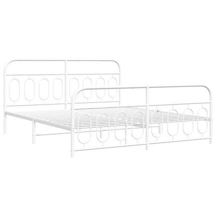 sengeramme med sengegavl og fodgærde 183x213 cm metal hvid