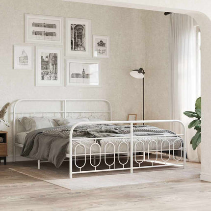 sengeramme med sengegavl og fodgærde 183x213 cm metal hvid