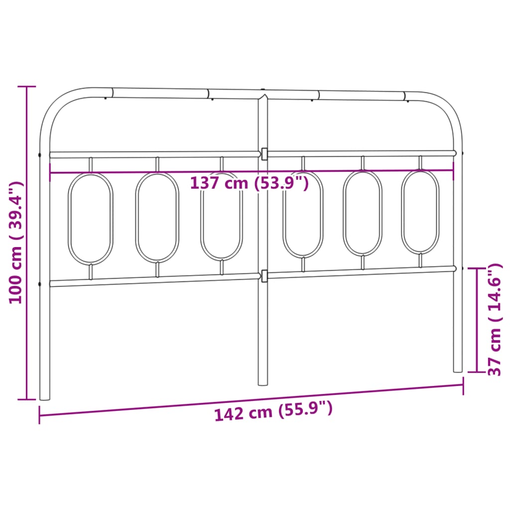 udskiftningsgavl 137 cm metal hvid