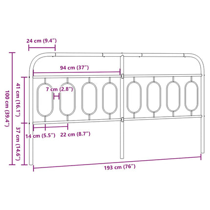 udskiftningsgavl 193 cm metal hvid