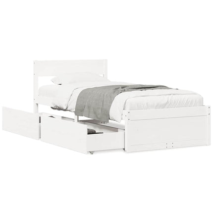 sengeramme uden madras 90x200 cm massivt fyrretræ hvid