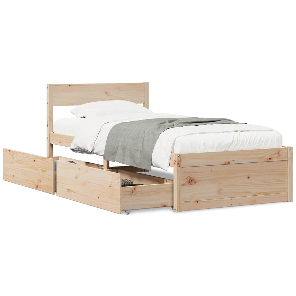 sengeramme uden madras 90x190 cm massivt fyrretræ