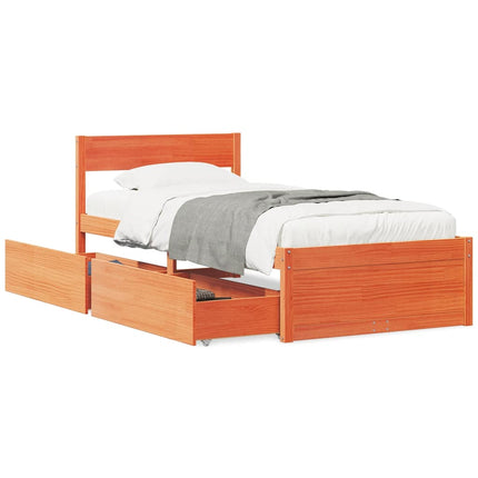 sengeramme uden madras 90x190 cm massivt fyrretræ gyldenbrun