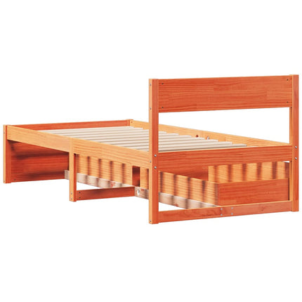 sengeramme uden madras 90x190 cm massivt fyrretræ gyldenbrun