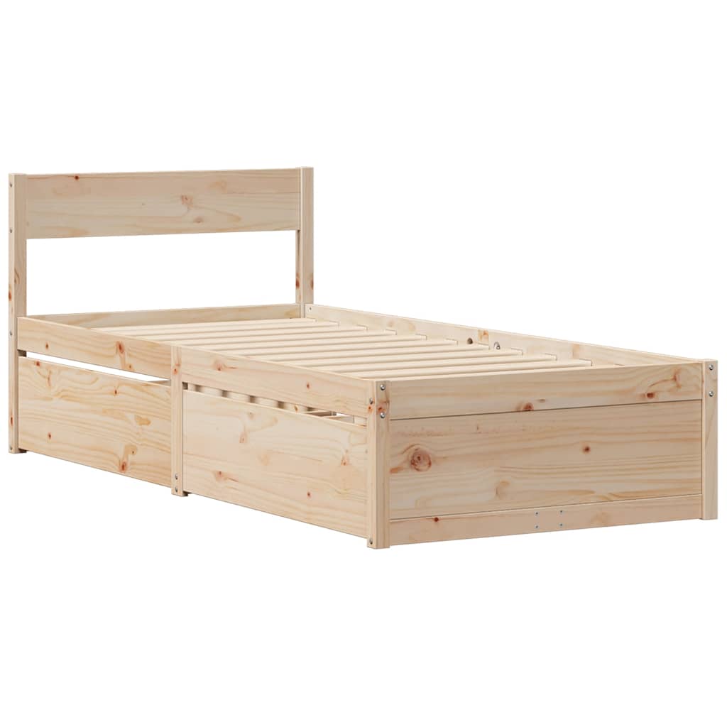 sengeramme uden madras 75x190 cm massivt fyrretræ
