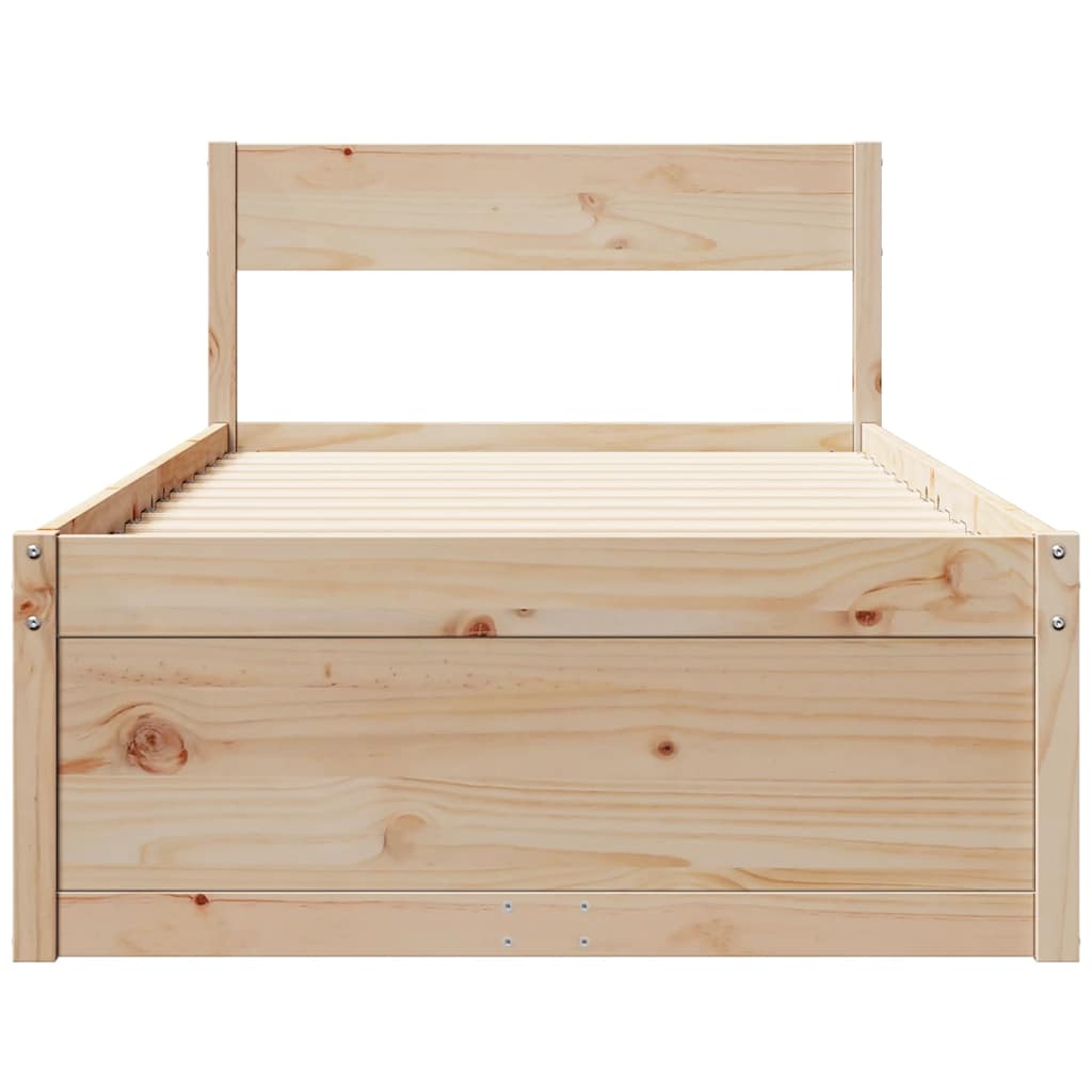sengeramme uden madras 75x190 cm massivt fyrretræ