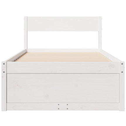sengeramme uden madras 75x190 cm massivt fyrretræ hvid