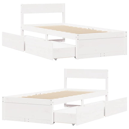 sengeramme uden madras 75x190 cm massivt fyrretræ hvid