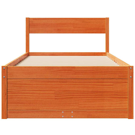 sengeramme uden madras 75x190 cm massivt fyrretræ gyldenbrun
