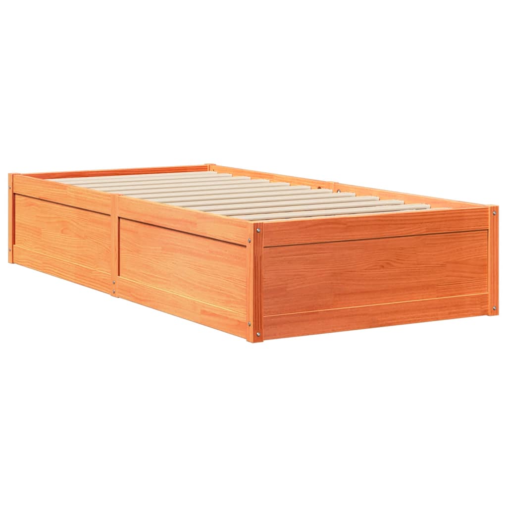 sengeramme uden madras 100x200 cm massivt fyrretræ gyldenbrun