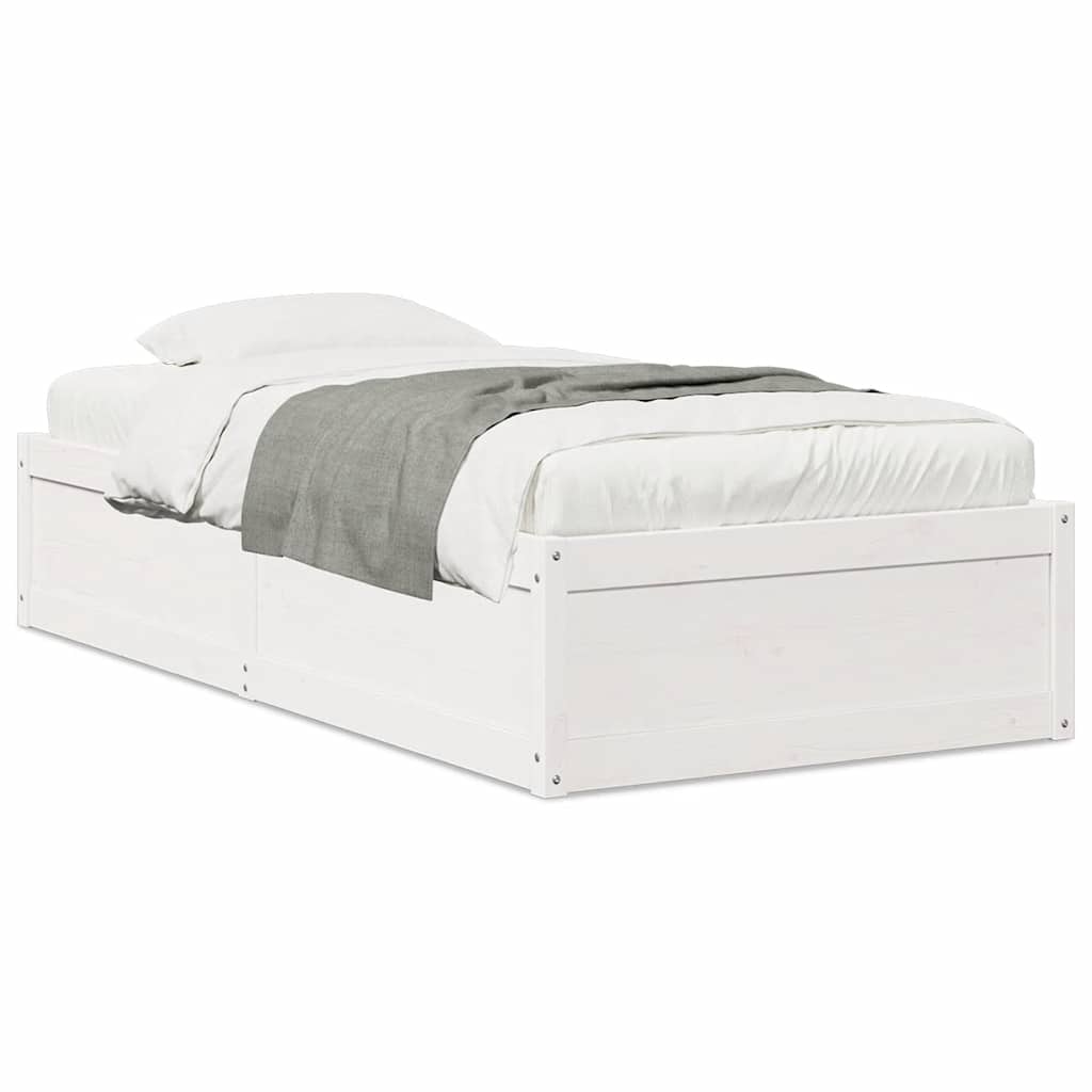 sengeramme uden madras 90x200 cm massivt fyrretræ hvid