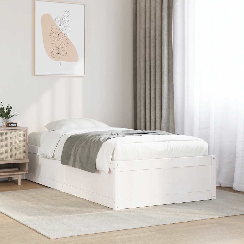 sengeramme uden madras 90x200 cm massivt fyrretræ hvid